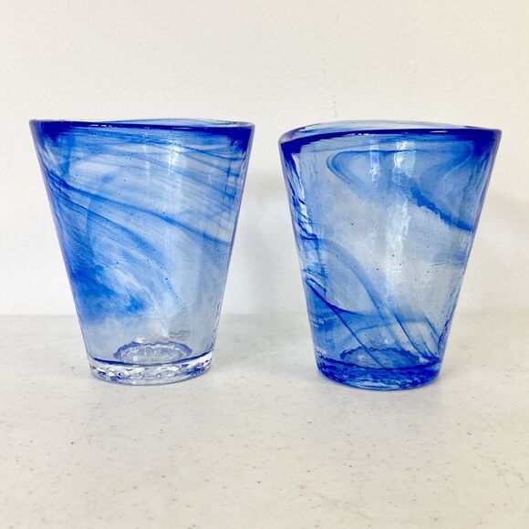 Kosta Boda Ulrica Hydman Vallien Mine Tumblers Set Of 2 W/labels Asymmetrical - Picture 2 of 11